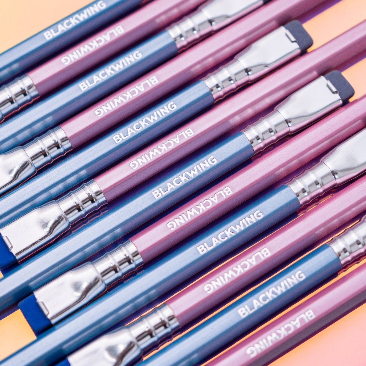 pink and blue Blackwing Pearl pencils
